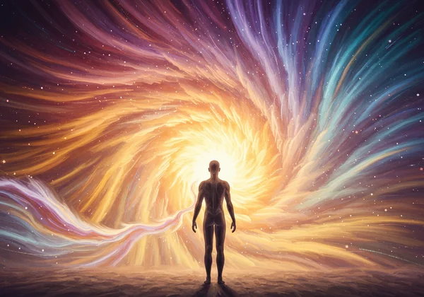 Person exploring a colorful spectrum of sexual identity