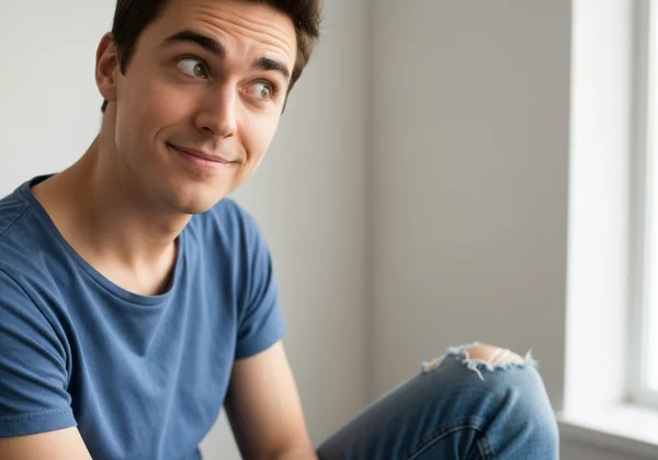 Persona dall'aria sorpresa con una nuvoletta di pensiero di scoperta