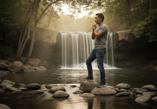 Person reflecting on self, symbolizing emotional journey.