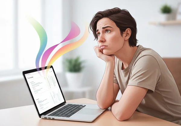 Person thoughtfully looking at test results, showing confusion.