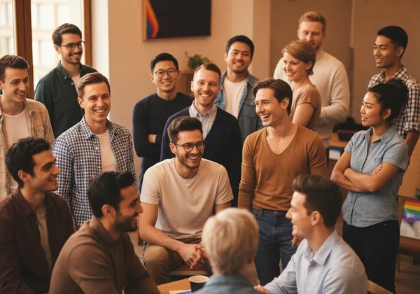 Diverse group symbolizing an LGBTQ+ supportive community.