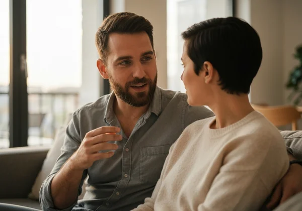 Couple having a sensitive conversation about identity