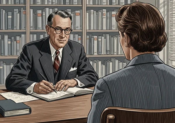 Alfred Kinsey conducting a research interview
